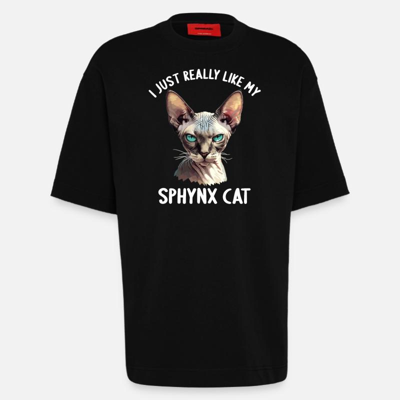 Sphynx Kätzchen Sphynx Katze - Heavyweight T-Shirt - made by SPREAD  - SOLID BLACK