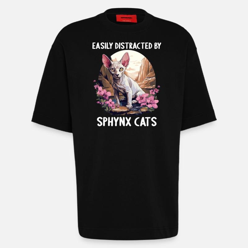 Chaton Sphynx Chat Sphynx - T-shirt bio épais oversize fabriqué en UE - SOLID BLACK