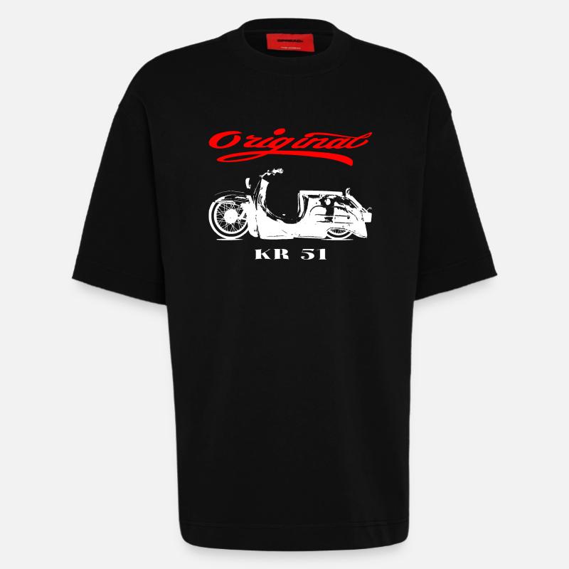 Simson Schwalbe GDR Moped - Heavyweight T-Shirt - made by SPREAD  - SOLID BLACK