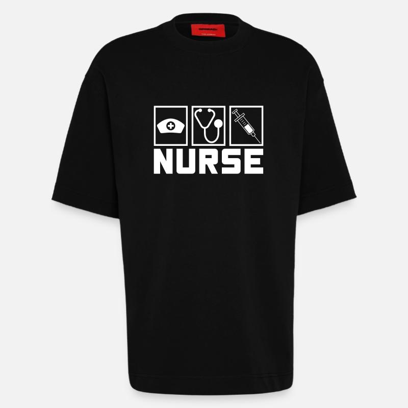 Infirmière Infirmière Dire Déclaration Profession - T-shirt bio épais oversize fabriqué en UE - SOLID BLACK