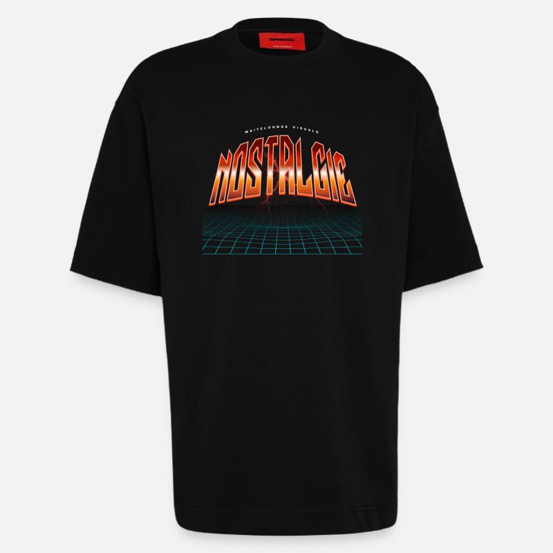 Nostalgie Neon Synthwave - Heavyweight T-Shirt - made by SPREAD  - SOLID BLACK