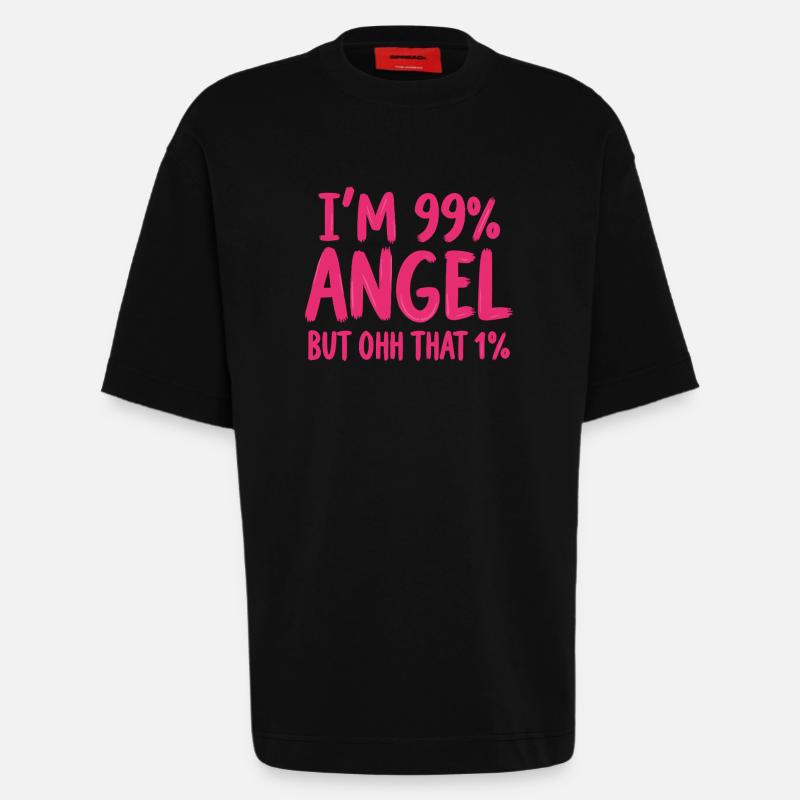 Engel Engelchen Prozent Spruch - Heavyweight T-Shirt - made by SPREAD  - SOLID BLACK