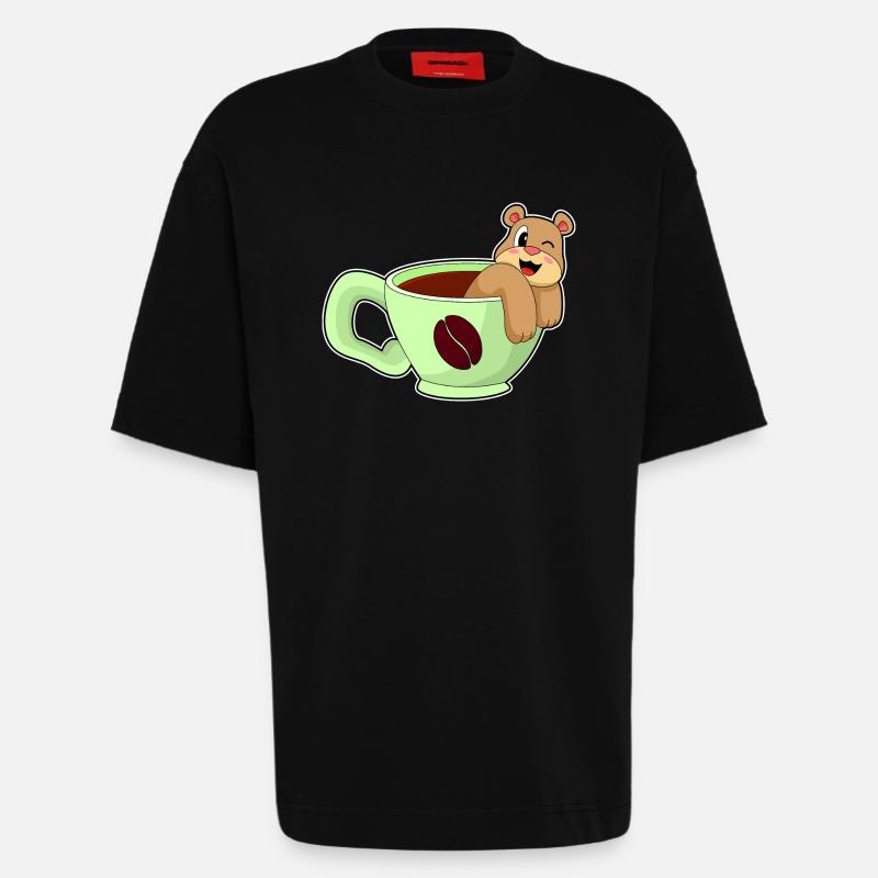 Bear Coffee - Heavyweight T-Shirt - made by SPREAD  - SOLID BLACK