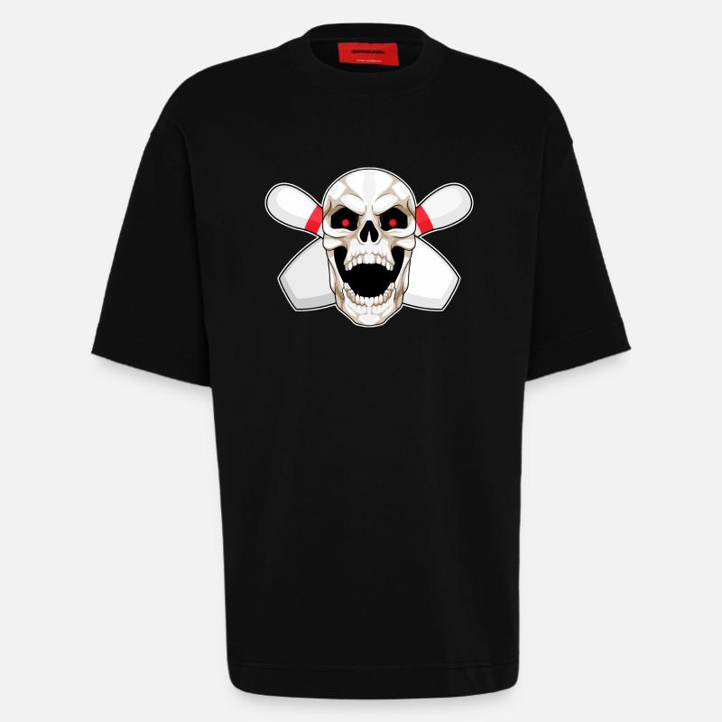 Skull Bowling Bowling Épingle - T-shirt bio épais oversize fabriqué en UE - SOLID BLACK