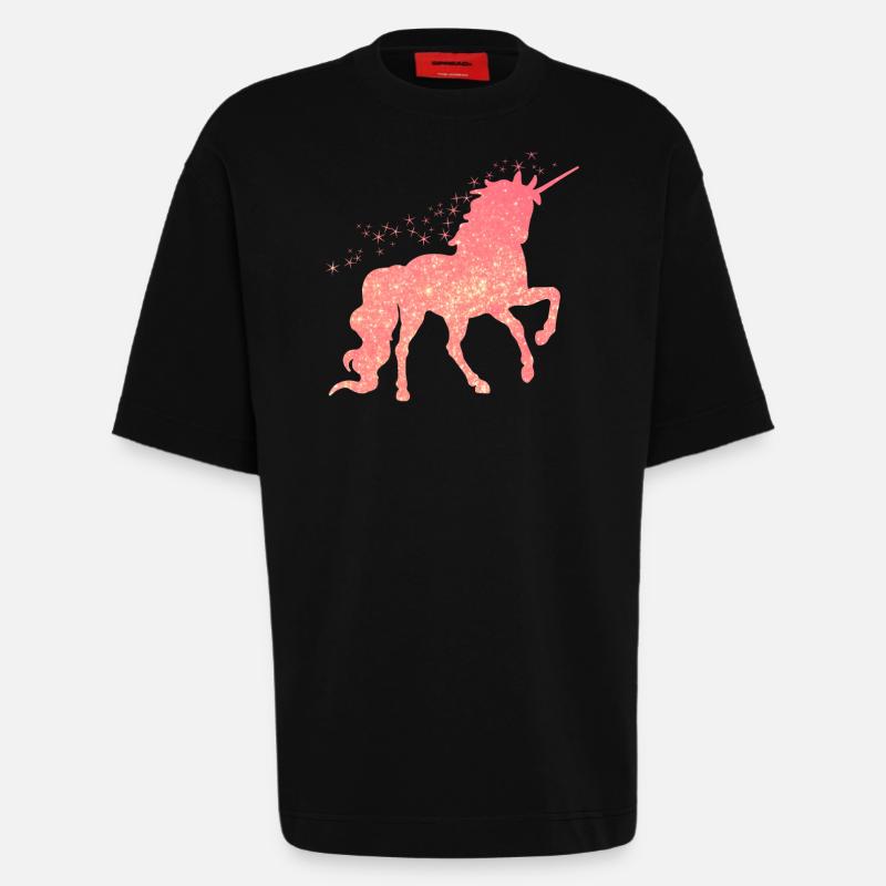 Das rote glitzer Einhorn - Heavyweight T-Shirt - made by SPREAD  - SOLID BLACK