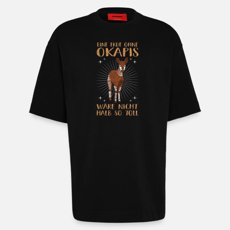 Okapi Waldgiraffe Zebragiraffe - Heavyweight T-Shirt - made by SPREAD  - SOLID BLACK