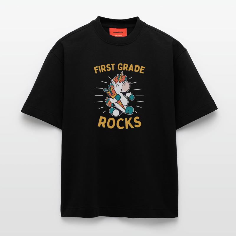 Hello 1st Grade - Hello First Grade Rocks Heavyweight T-Shirt - made by SPREAD 