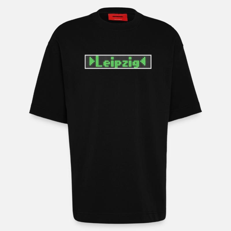 Leipzig LED Display Vert - T-shirt bio épais oversize fabriqué en UE - SOLID BLACK