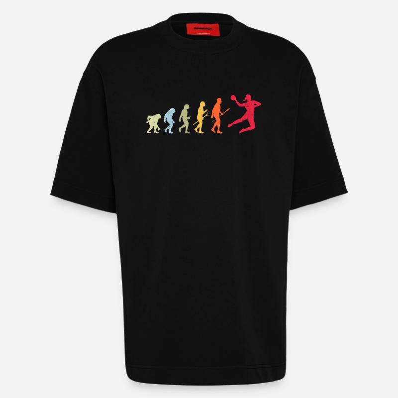 Évolution du handball - T-shirt bio épais oversize fabriqué en UE - SOLID BLACK