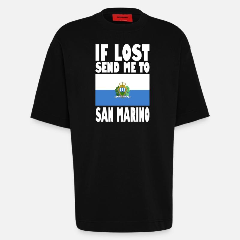 Drapeau de Saint-Marin - T-shirt bio épais oversize fabriqué en UE - SOLID BLACK
