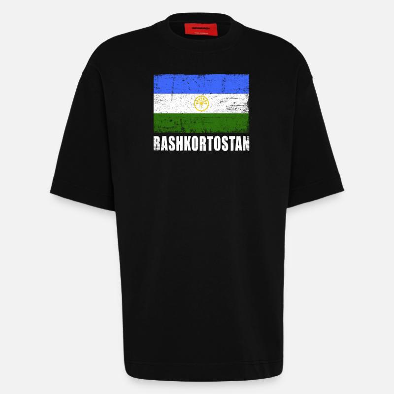 Bashkortostan Flagge - Heavyweight T-Shirt - made by SPREAD - SOLID BLACK