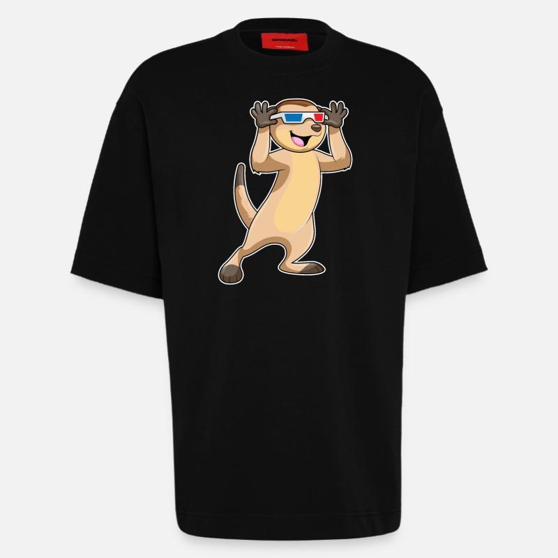 Suricates avec lunettes - T-shirt bio épais oversize fabriqué en UE - SOLID BLACK