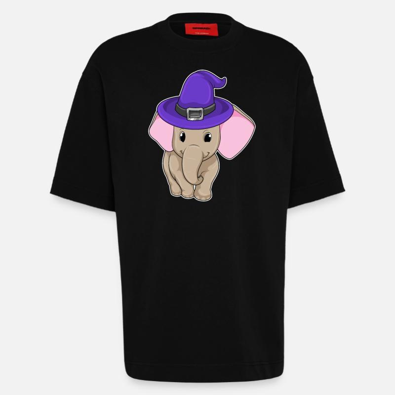 L’éléphant comme sorcier - T-shirt bio épais oversize fabriqué en UE - SOLID BLACK