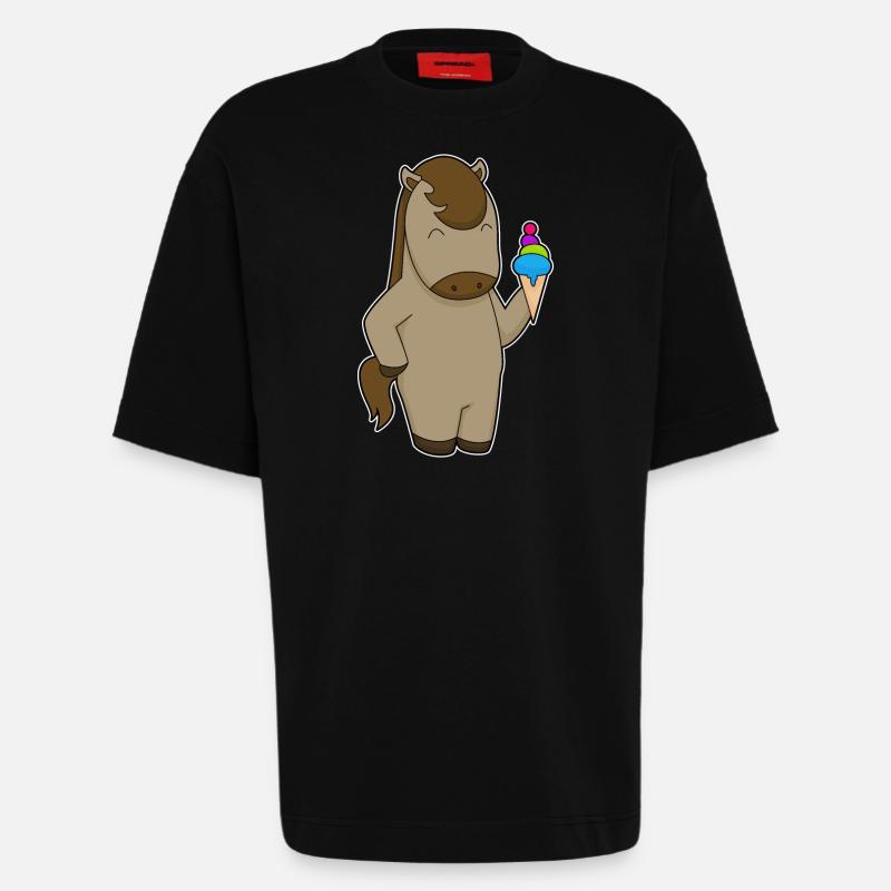 Gaufrier à cheval - T-shirt bio épais oversize fabriqué en UE - SOLID BLACK
