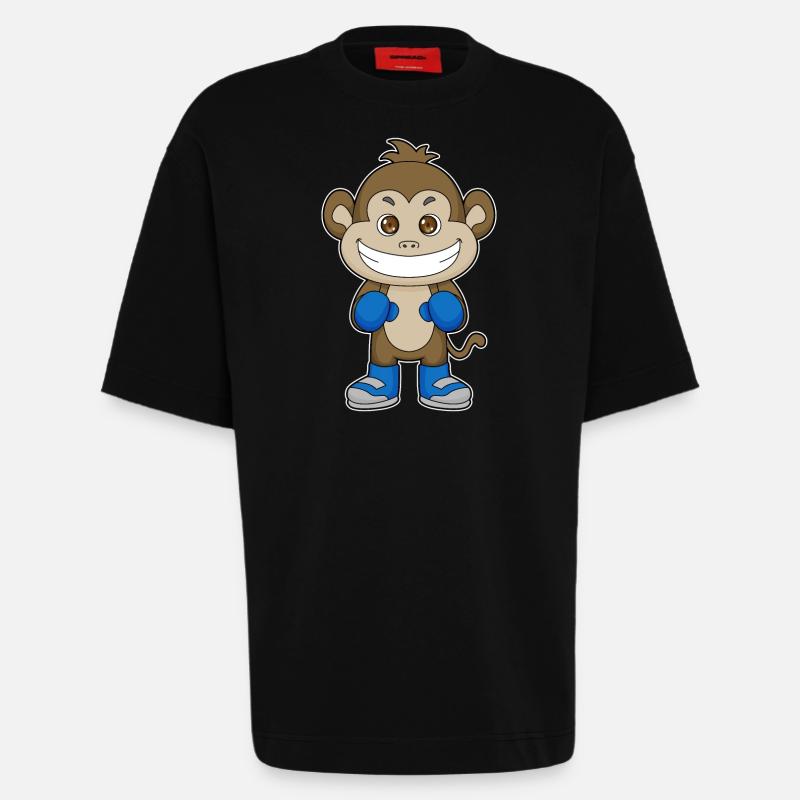 Affe Boxen Boxer Boxhandschuhe - Heavyweight T-Shirt - made by SPREAD  - SOLID BLACK