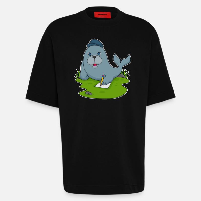 Papier crayon scellé - T-shirt bio épais oversize fabriqué en UE - SOLID BLACK