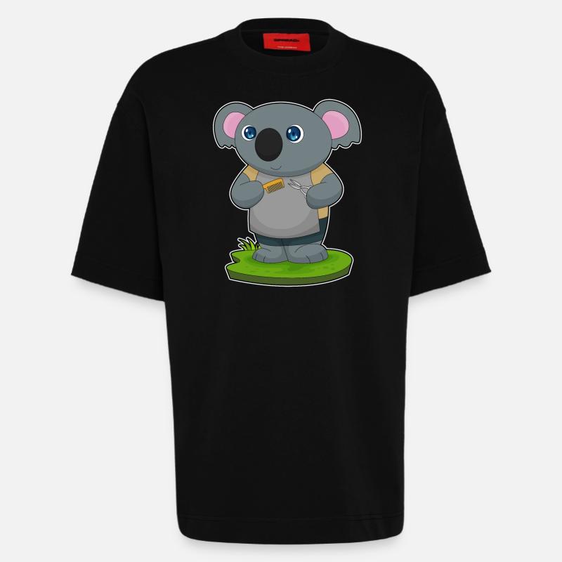 Koala Coiffeur Ciseaux Peigne - T-shirt bio épais oversize fabriqué en UE - SOLID BLACK