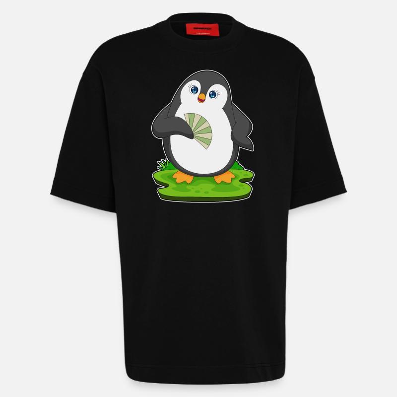 Pinguin Handventilator - Heavyweight T-Shirt - made by SPREAD - SOLID BLACK
