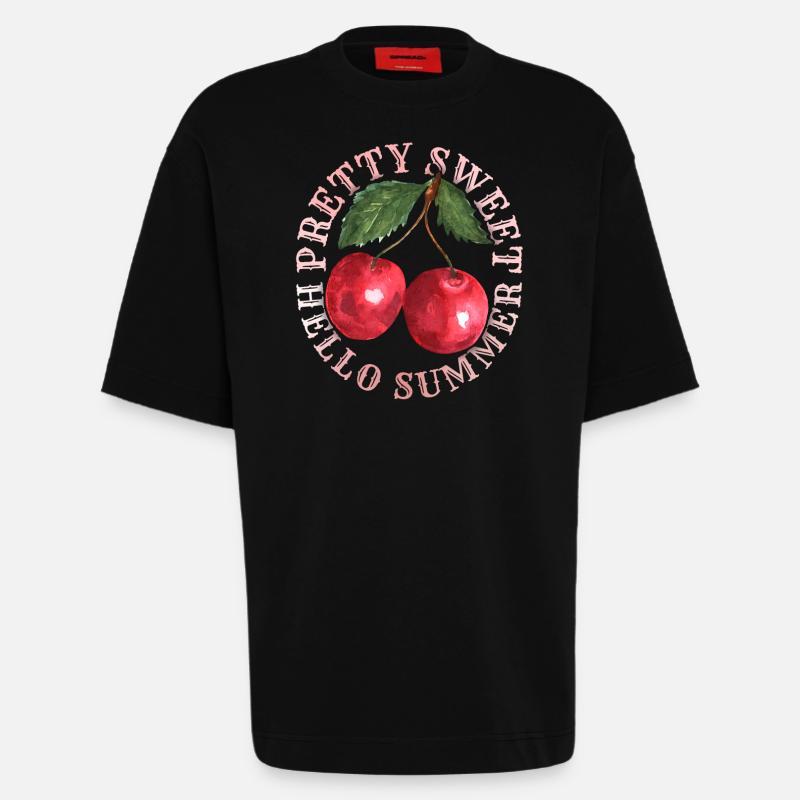 Kirsche, Cherry-Fruit Kirsche-Cherry Sommer-Spruch - Heavyweight T-Shirt - made by SPREAD  - SOLID BLACK