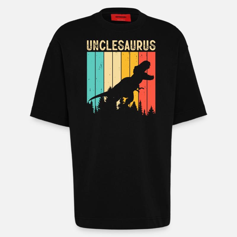 Oncle T Rex Onkelsaurus - T-shirt bio épais oversize fabriqué en UE - SOLID BLACK