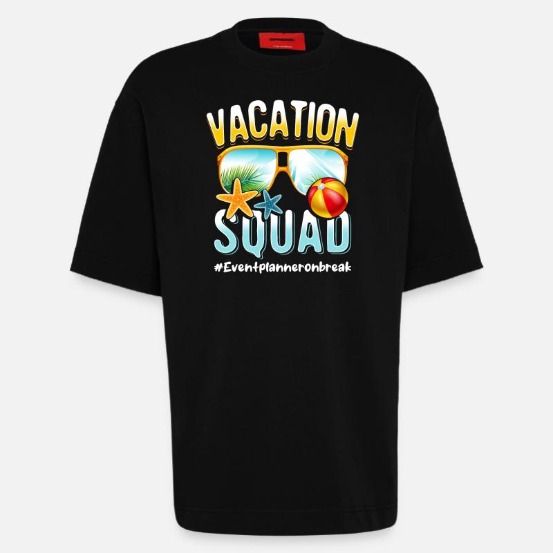 Eventplanner Vacation Squad #Eventplanneronbreak - T-shirt bio épais oversize fabriqué en UE - SOLID BLACK