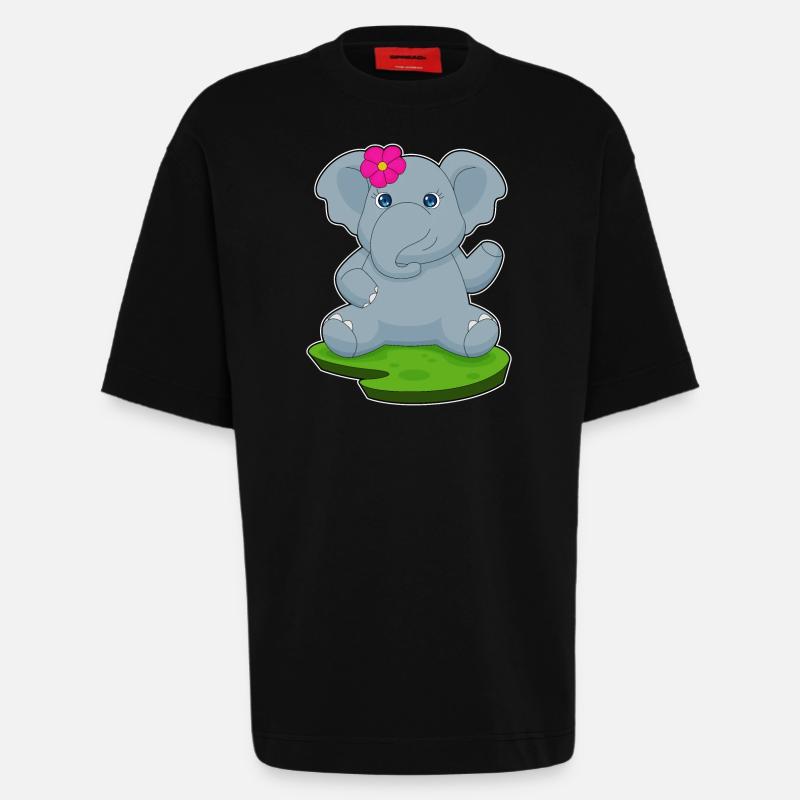 Fleur d’éléphant - T-shirt bio épais oversize fabriqué en UE - SOLID BLACK