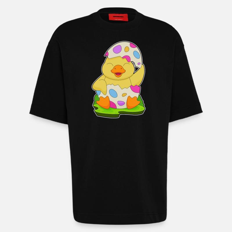 Duck Easter Easter Egg - Heavyweight T-Shirt - made by SPREAD  - SOLID BLACK