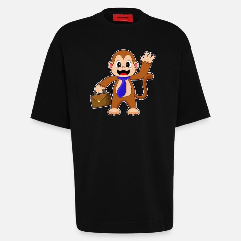 Porte-documents Monkey Entrepreneur - T-shirt bio épais oversize fabriqué en UE - SOLID BLACK