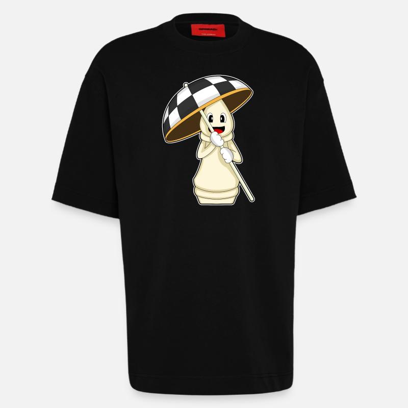 Pièce d’échecs Tour Échecs - T-shirt bio épais oversize fabriqué en UE - SOLID BLACK