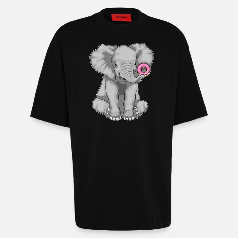 Elefant Donut - Heavyweight T-Shirt - made by SPREAD - SOLID BLACK