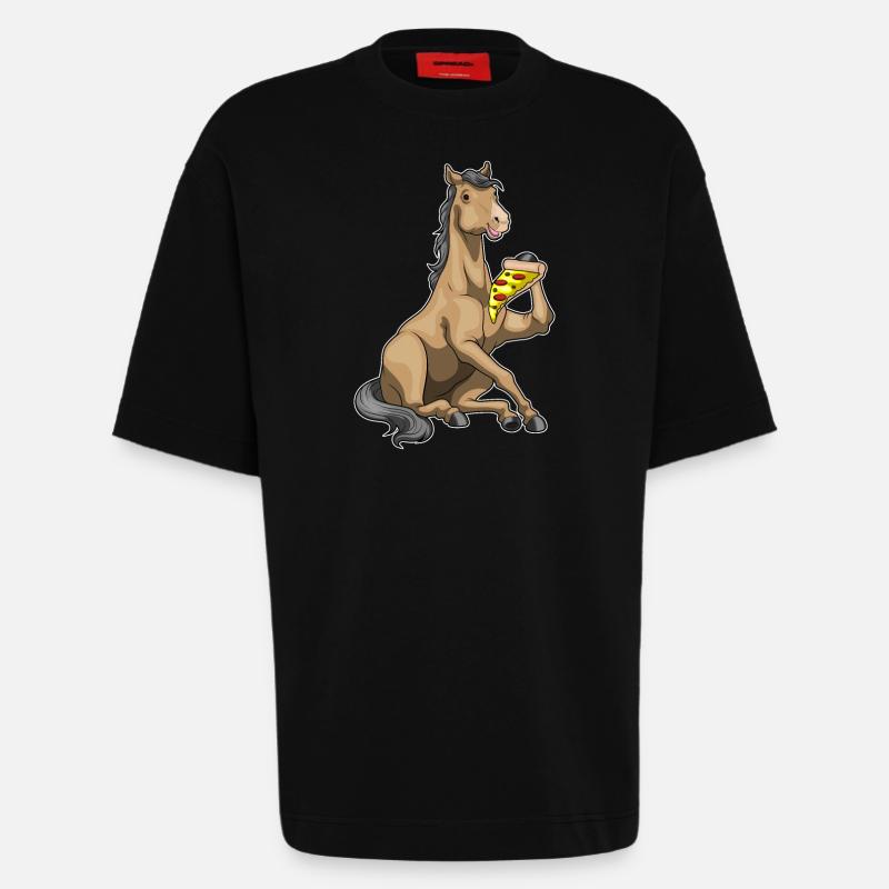 Pferd Pizza - Heavyweight T-Shirt - made by SPREAD - SOLID BLACK