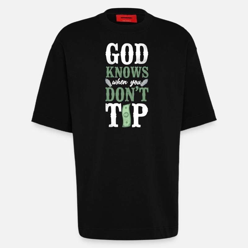 Bartender Mixologist God Knows - Heavyweight T-Shirt - made by SPREAD  - SOLID BLACK