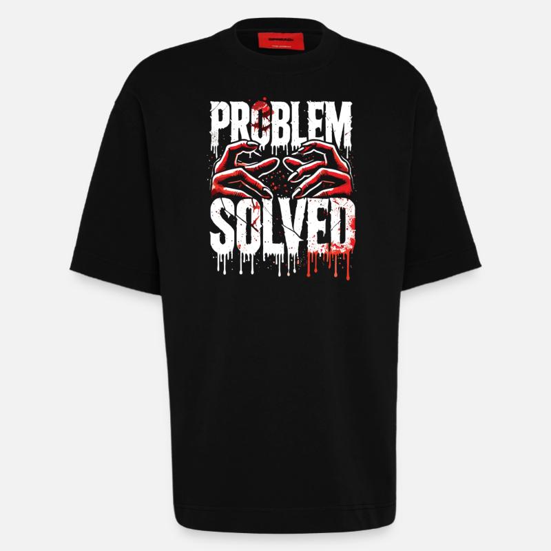 Shocking Solution - Problem Solved - Heavyweight T-Shirt - made by SPREAD - SOLID BLACK