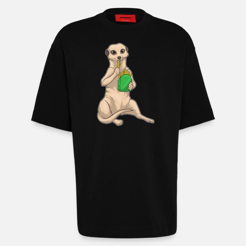 Frites Français suricate - T-shirt bio épais oversize fabriqué en UE - SOLID BLACK