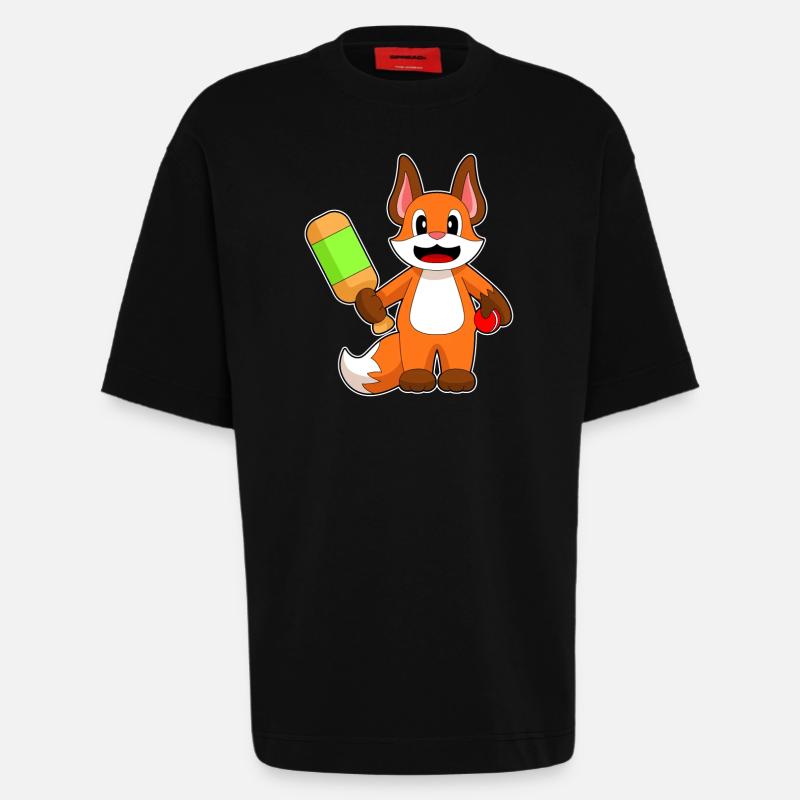 Batte de cricket Fox Cricket - T-shirt bio épais oversize fabriqué en UE - SOLID BLACK