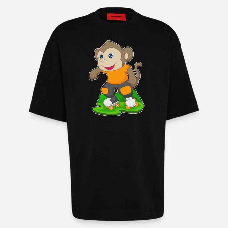 Monkey Rollers Rollers Rollers - T-shirt bio épais oversize fabriqué en UE - SOLID BLACK