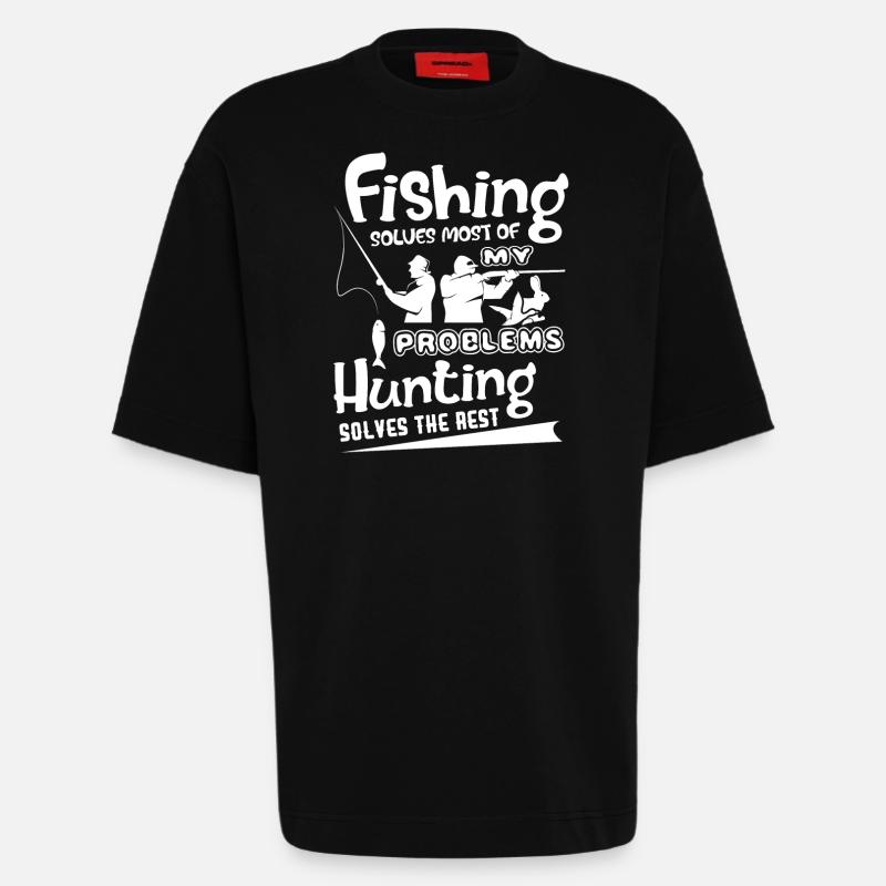 Hunting Solves The Rest - Heavyweight T-Shirt - made by SPREAD  - SOLID BLACK