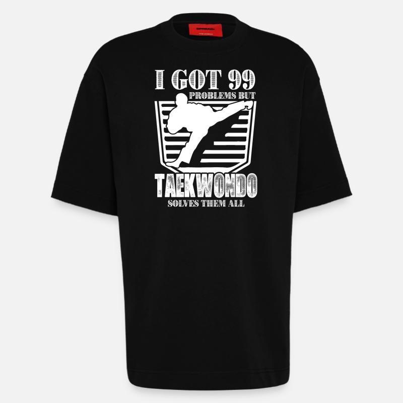 Taekwondo Solves All Problems - Heavyweight T-Shirt - made by SPREAD  - SOLID BLACK