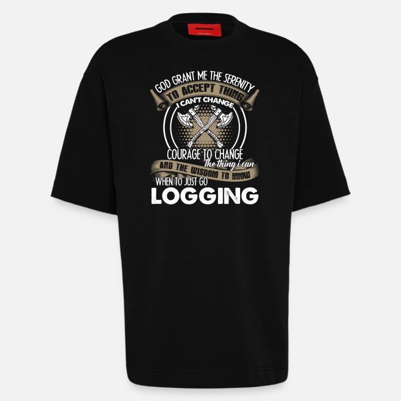 Logger Just Go Logging - Heavyweight T-Shirt - made by SPREAD - SOLID BLACK
