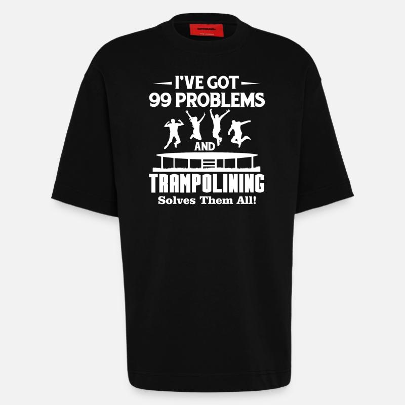 Trampolining Solves All Problems - Heavyweight T-Shirt - made by SPREAD - SOLID BLACK