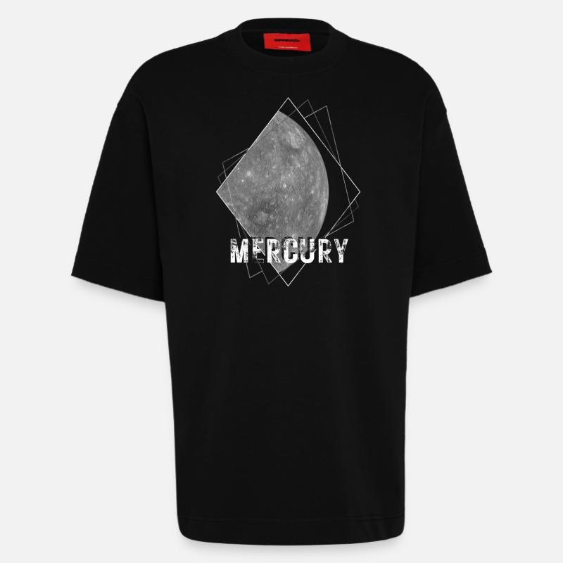 Mercure, planète, système solaire - T-shirt bio épais oversize fabriqué en UE - SOLID BLACK