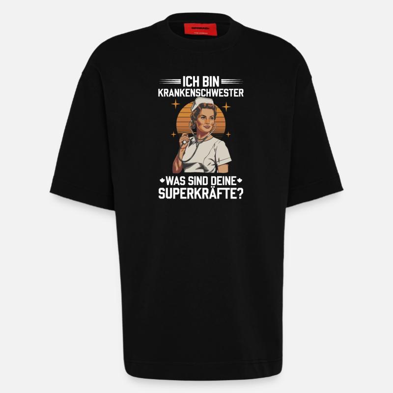 Superpower Krankenschwester - Heavyweight T-Shirt - made by SPREAD - SOLID BLACK
