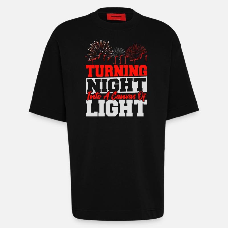 Pyrotechnician Firecracker Pyro Crew - Heavyweight T-Shirt - made by SPREAD  - SOLID BLACK