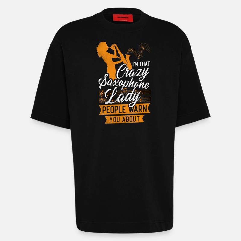 Saxophone I'm That Crazy Saxophone - Heavyweight T-Shirt - made by SPREAD  - SOLID BLACK