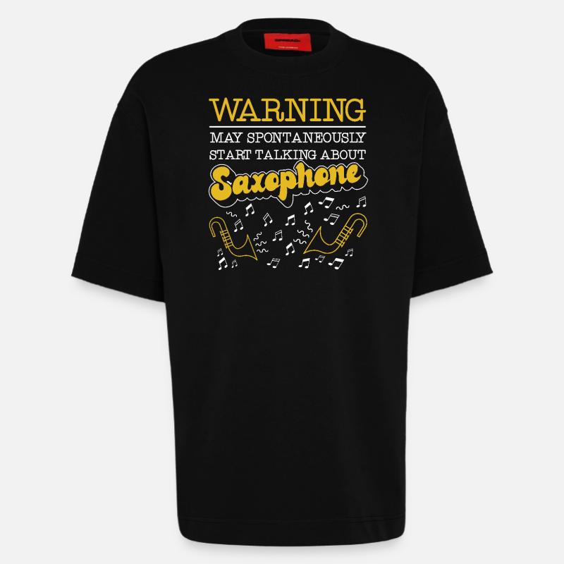 Saxophone Warning May - Heavyweight T-Shirt - made by SPREAD  - SOLID BLACK