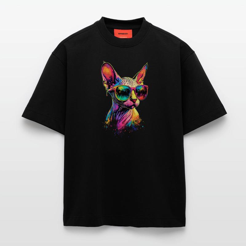 Savannah Chat Chat Maman Mignon Serval Léopard Chats T-shirt bio épais oversize fabriqué en UE