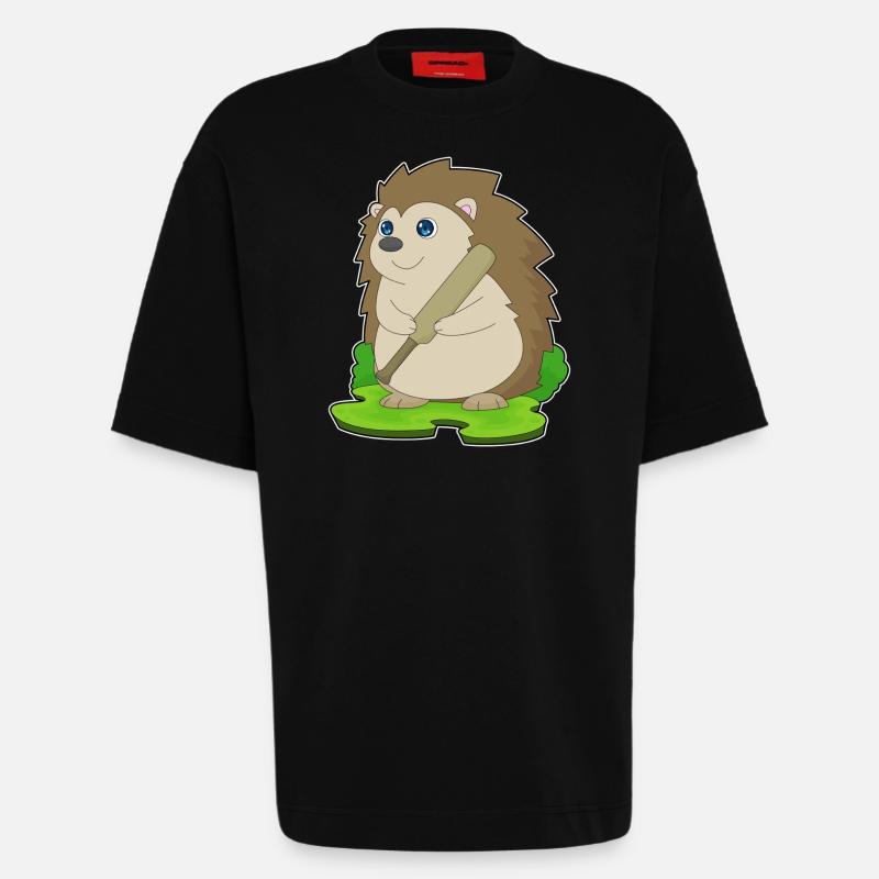 hérisson cricket cricket batte - T-shirt bio épais oversize fabriqué en UE - SOLID BLACK