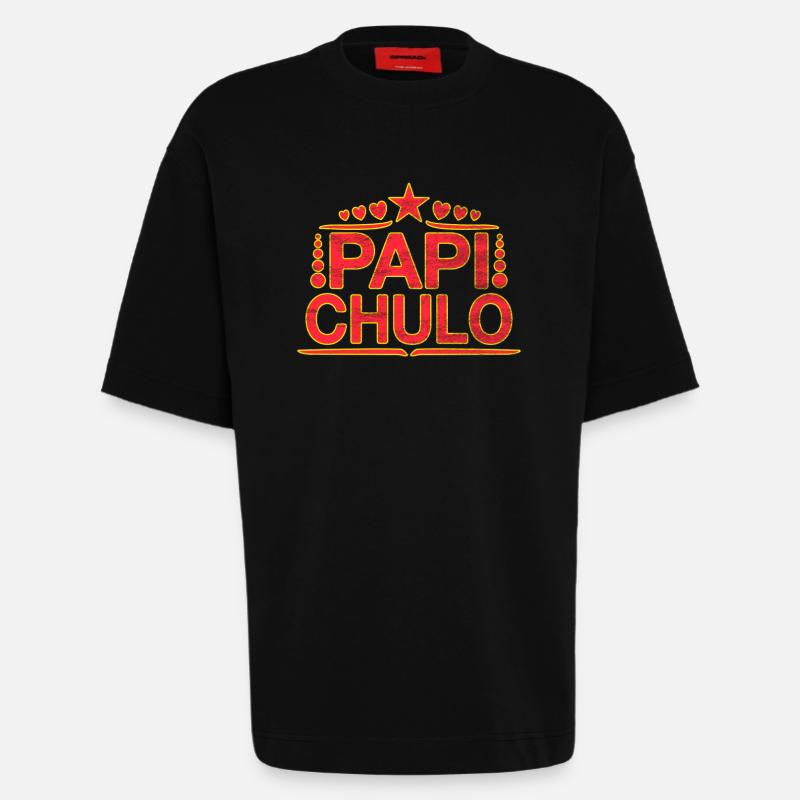 Papi Chulo - Latino Style Design - T-shirt bio épais oversize fabriqué en UE - SOLID BLACK