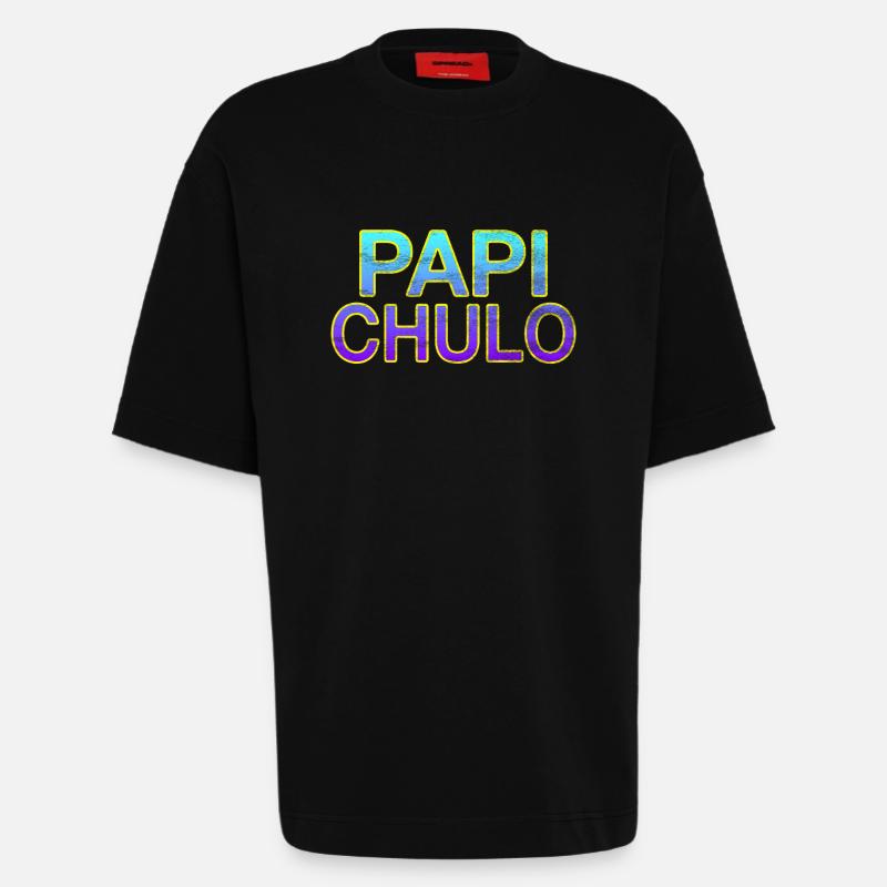 Papi Chulo - Stylischer Schriftzug - Heavyweight T-Shirt - made by SPREAD  - SOLID BLACK