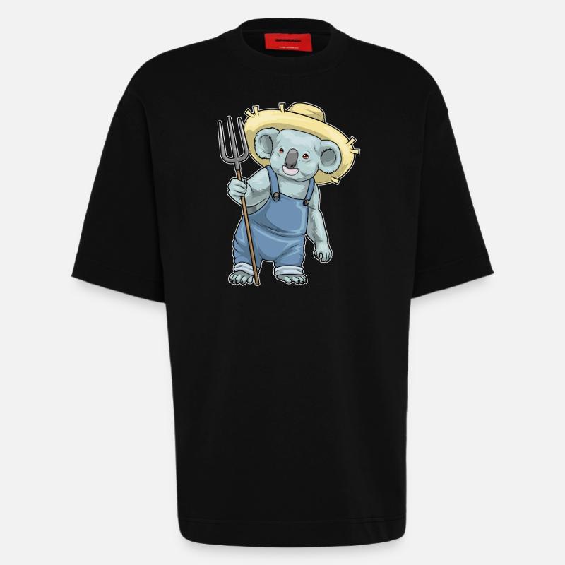 Koala Farmer Pitchfork - Heavyweight T-Shirt - made by SPREAD - SOLID BLACK